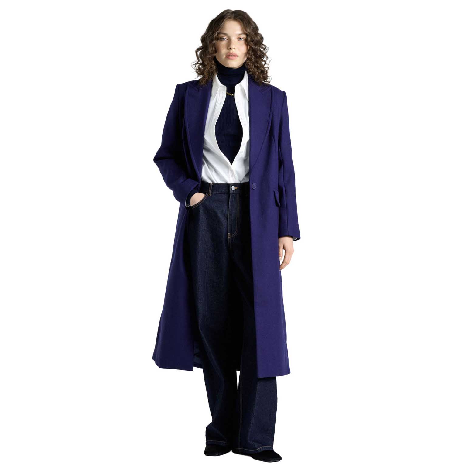Cue Cobalt Italian Soft Wool Blend Coat